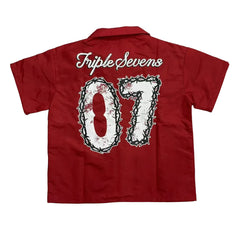 Triple Sevens Red Logo Short Sleeve Work Shirt