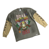 DUAA HOTLINE 1993 RACING FAKEOUT LAYERED DISTRESSED LONG SLEEVE SHIRT