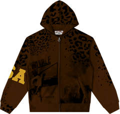Vale Forever Cheetah Zip Up Hoodie Grey