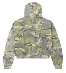 Vale Forever Camo Rhinestone Cropped Zip Up Hoodie