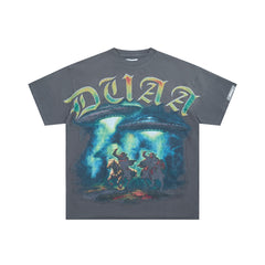 DUAA UFO COWBOYS RHINESTONE VINTAGE WASH T‑SHIRT