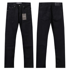 LOST SHDWS Waxed Black Floral Embossed Stacked Flare Jeans