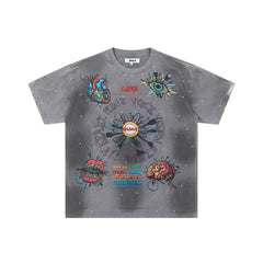 DUAA ALL WIRED ANATOMY ART RHINESTONE VINTAGE WASH T‑SHIRT