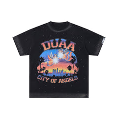 DUAA CITY OF ANGELS CHERUB VINTAGE WASH RHINESTONE T‑SHIRT