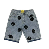 Godspeed Logo Patch Acid Wash Denim Jort Shorts