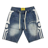 Godspeed Bone Applique Light Wash Denim Jort Shorts