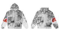 Vale Forever Cheetah Zip Up Hoodie Grey