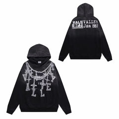 Vale Forever 1997 Chain Cross Vintage Washed Black Hoodie