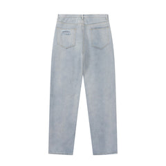 Drew House Ripped Smiley Patch Denim Jeans Light Wash