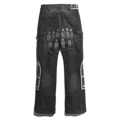 Who Decides War Cathedral Embroidered Patch Black Flare Jeans