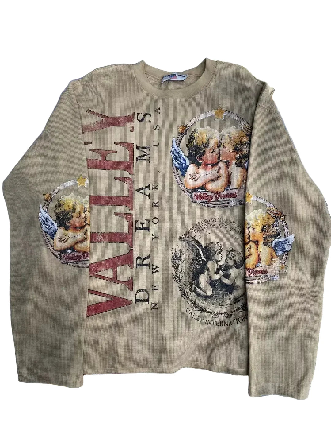 VALLEY DREAMS ANGEL VINTAGE Waffle Knit Long Sleeve Top