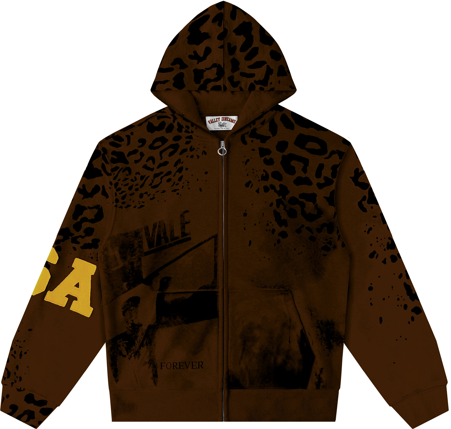 Vale Forever Cheetah Zip Up Hoodie Grey