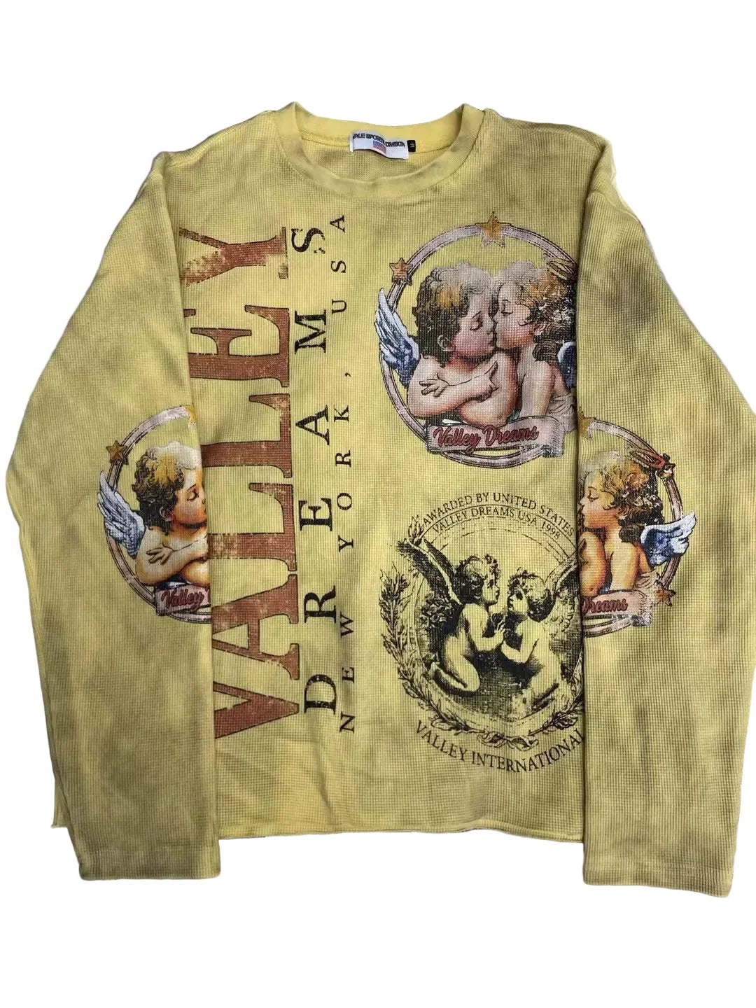 VALLEY DREAMS ANGEL VINTAGE Waffle Knit Long Sleeve Top
