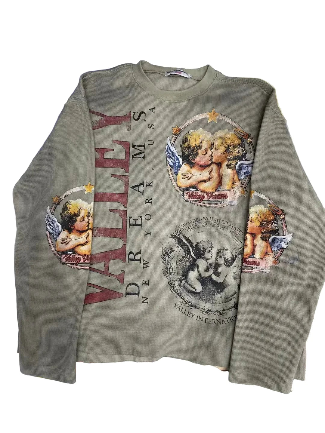 VALLEY DREAMS ANGEL VINTAGE Waffle Knit Long Sleeve Top