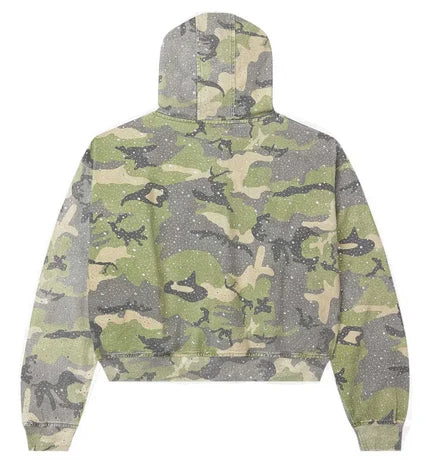 Vale Forever Camo Rhinestone Cropped Zip Up Hoodie