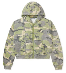 Vale Forever Camo Rhinestone Cropped Zip Up Hoodie
