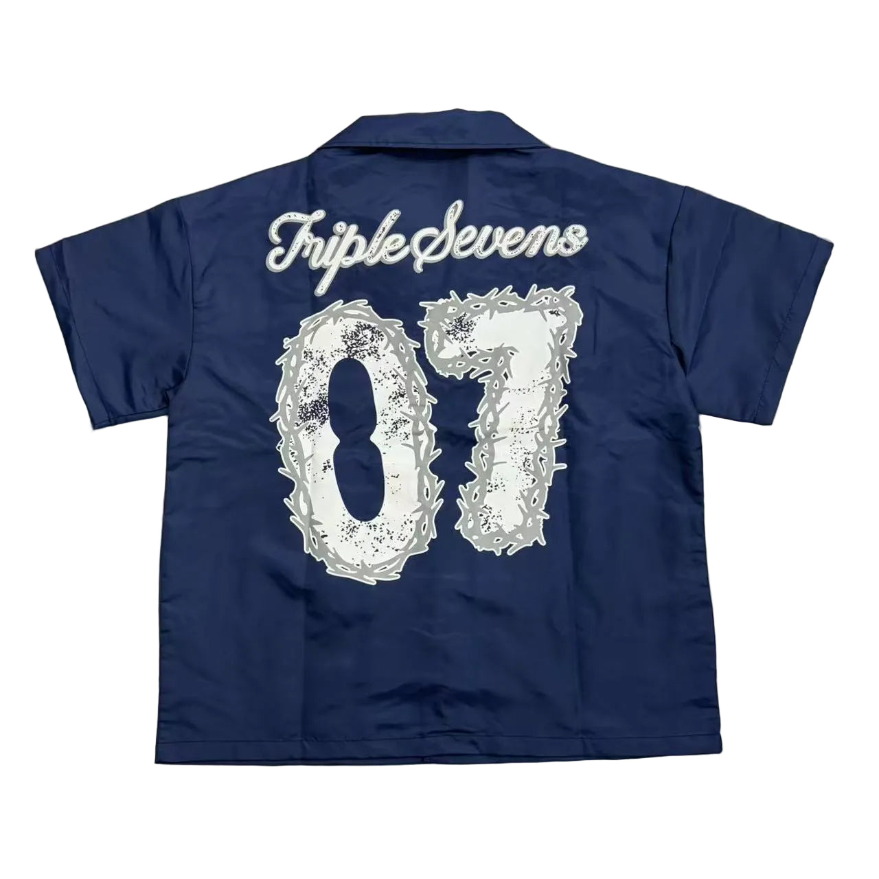 Triple Sevens Navy Blue Logo Short Sleeve Work Shirt