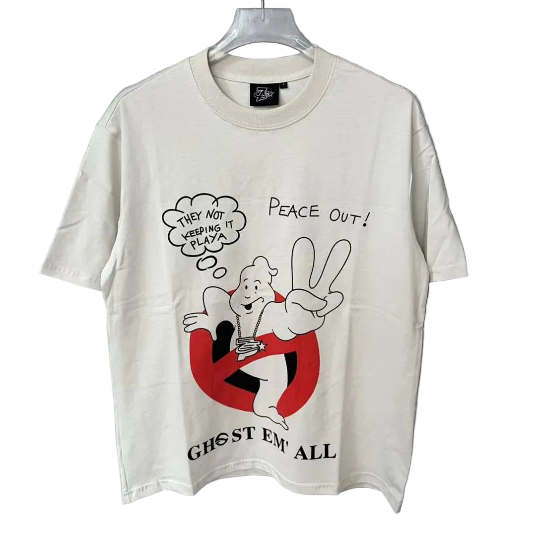 Triple Sevens Ghost Em' All Ghostbusters Off‑White Vintage Tee
