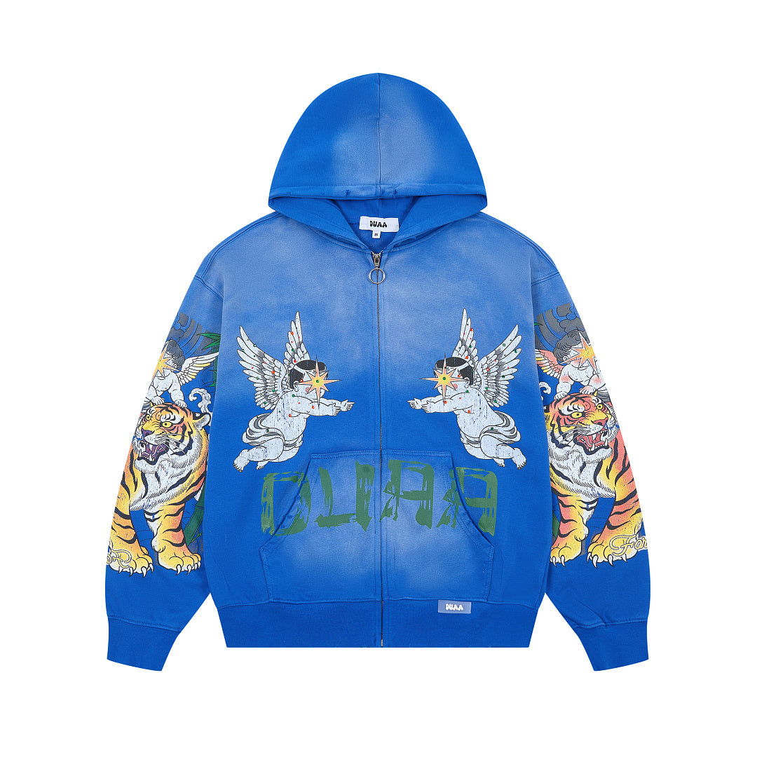 DUAA CHERUB TIGER VINTAGE WASH FULL ZIP HOODIE