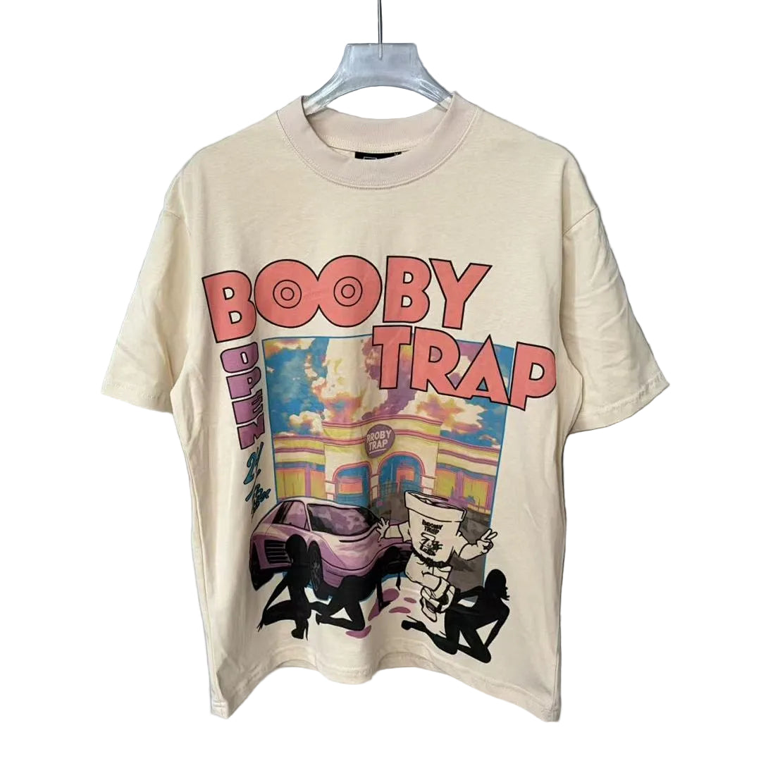 Triple Sevens Booby Trap Retro Street Scene Cream Vintage Tee