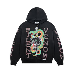 DUAA SILENT VENOM PANTHER SNAKE VINTAGE FULL ZIP HOODIE