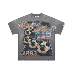 DUAA WEAR 1993 SOCCER FLAG DISTRESSED VINTAGE WASH T‑SHIRT