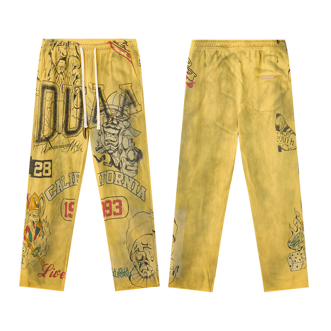 DUAA Yellow Clown California Graphic Straight Leg Sweat Pants
