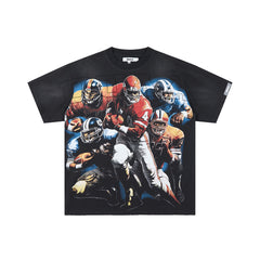 DUAA AMERICAN FOOTBALL RHINESTONE VINTAGE WASH T‑SHIRT