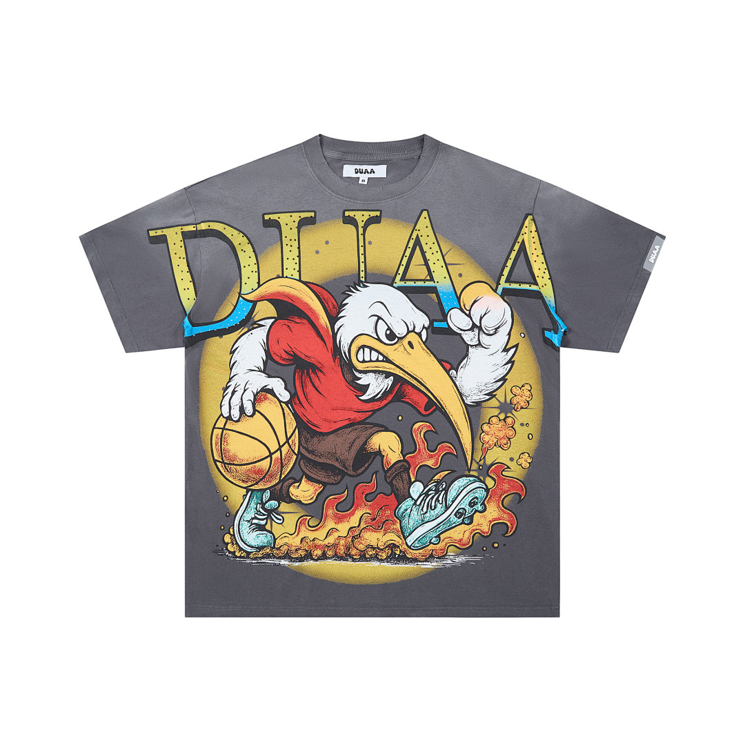 DUAA BASKETBALL EAGLE MASCOT RHINESTONE VINTAGE WASH T‑SHIRT