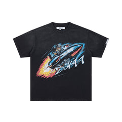 DUAA ROCKET PILOT RHINESTONE VINTAGE WASH T‑SHIRT