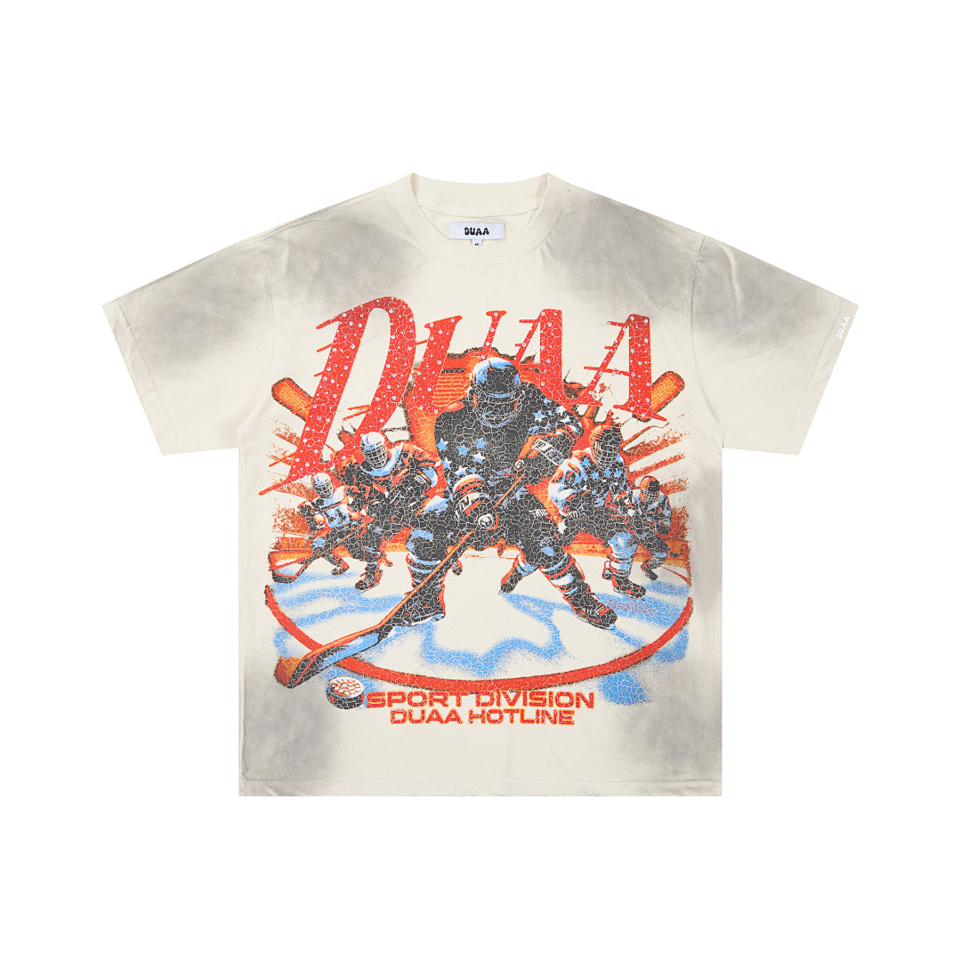 DUAA SPORT DIVISION HOCKEY RHINESTONE VINTAGE WASH T‑SHIRT