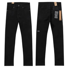 Ksubi Style Cross Embroidered Slim Fit Jeans - Jet Black Stretch Denim