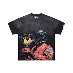 DUAA RACING CHAMPION TROPHY RHINESTONE VINTAGE WASH T‑SHIRT