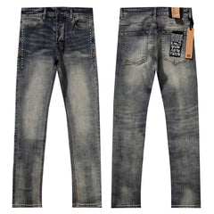 Ksubi Style Side Studded Slim Fit Jeans - Vintage Tinted Grey Denim
