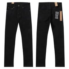 Ksubi Style Black Cross Embroidered Slim Fit Jeans - Washed Black Stretch Denim