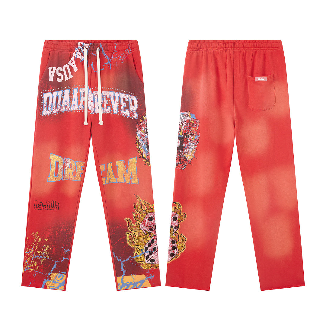 DUAA Red Dice Dream Team Graphic Straight Leg Sweat Pants