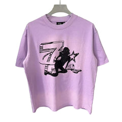 Triple Sevens Purple 7‑Logo Silhouette Vintage Graphic Tee