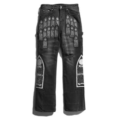 Who Decides War Cathedral Embroidered Patch Black Flare Jeans