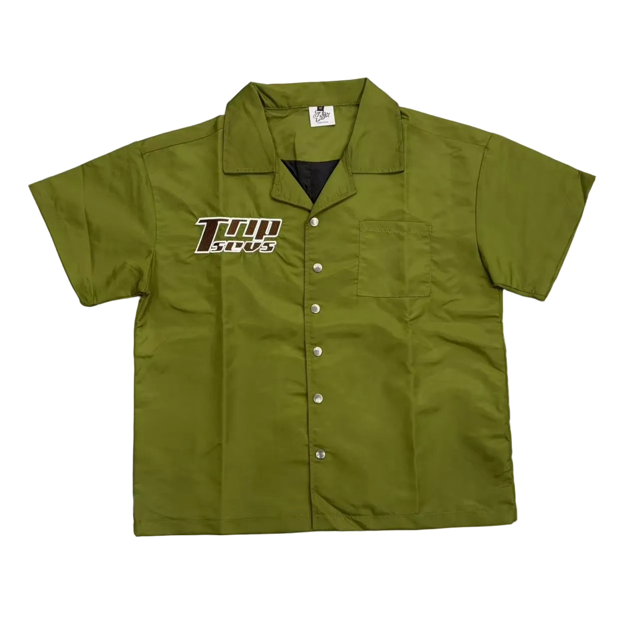 Triple Sevens Olive Green Logo Short Sleeve Work Shirt