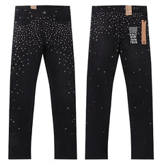 Ksubi Style All-Over Cross Studded Slim Fit Jeans - Washed Black Denim