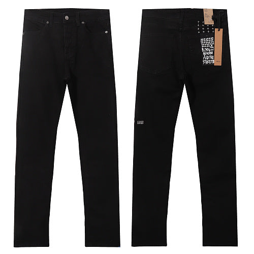 Ksubi Style Classic Cross Embroidered Slim Fit Jeans - Jet Black Stretch Denim